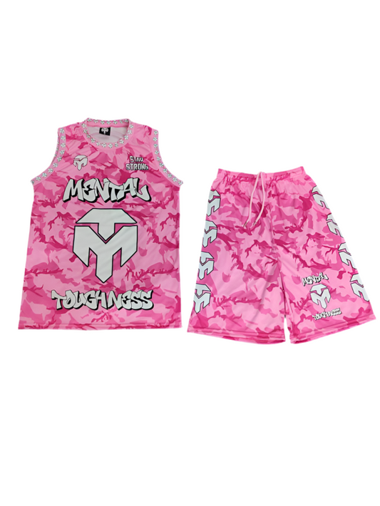 Pink camo jersey set